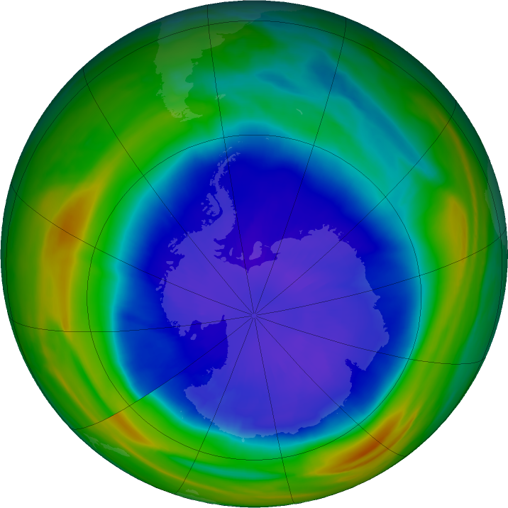 Antarctic ozone map for 14 September 2021